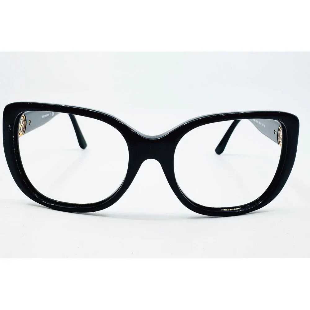 Tory Burch Eyeglasses Womens Black TY7086 1312/13 Cat Eye Logo 55-18-135